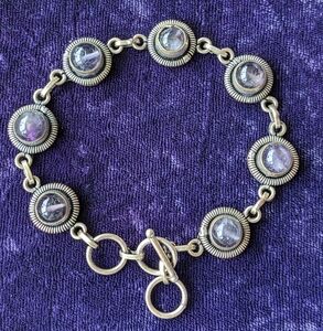 Natural Amethyst Link Bracelet, Vintage, Handmade